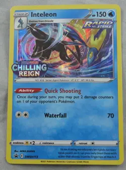 Inteleon SWSH113 Pokemon Sword & Shield Promo PreRelease Holo Rare Card NM - Image 1
