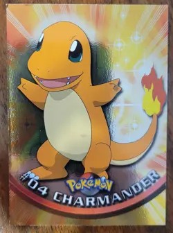 Pokemon #04 Charmander Card Topps TV Animation Blue Logo 1999 - Image 1