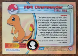 Pokemon #04 Charmander Card Topps TV Animation Blue Logo 1999 - Image 2
