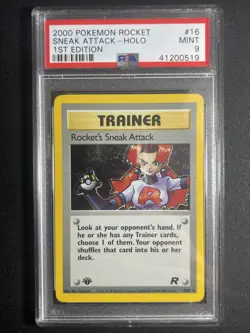 2000 POKEMON ROCKET 1ST EDITION #16 ROCKET'S SNEAK ATTACK-HOLO PSA 9 - Image 1