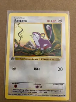 Pokemon TCG Rattata Base Set 61/102 1st Edition Never Played Near Mint - Image 1