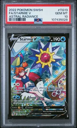 2022 POKEMON SWORD & SHIELD ASTRAL RADIANCE #TG13 FULL ART/STARMIE V PSA 10 - Image 1
