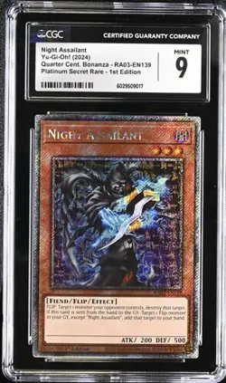 Night Assailant *CGC MINT 9* RA03-EN139 *POP 1* Plat Secret Rare*2024* Yugioh - Image 1