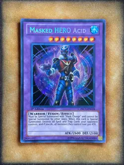 Yugioh Masked HERO Acid PRC1-EN018 Secret Rare 1st Ed MP - Image 1