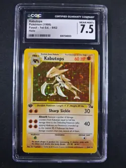CGC 7.5 Kabutops 1999 Fossil 1st Edition 9/62 Holo Pokemon Card - Image 1