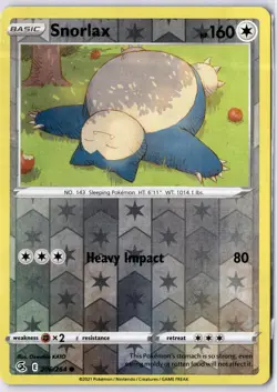 Snorlax 206/264 Fusion Strike Common Reverse Holo Pokemon Card LP - Image 1
