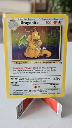 Pokemon TCG Dragonite Fossil Holo Unlimited Rare Card 4/62 MP - Image 1