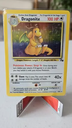 Pokemon TCG Dragonite Fossil Holo Unlimited Rare Card 4/62 MP - Image 2