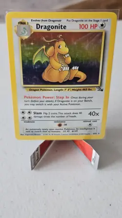 Pokemon TCG Dragonite Fossil Holo Unlimited Rare Card 4/62 MP - Image 3