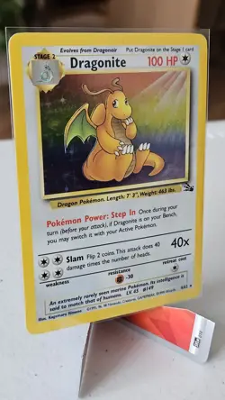 Pokemon TCG Dragonite Fossil Holo Unlimited Rare Card 4/62 MP - Image 4