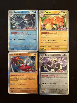 4 Pokemon Card Lot - Quaquaval/Pawmot/Hawlucha/Revaroom - Stamped Promos - M/NM - Image 1