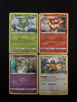 4 Pokemon Card Lot - Rapidash/Sunflora/Kirlia/Archeops - Stamped Promos - M/NM - Image 1