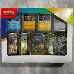 Pokemon TCG Scarlet & Violet Paldea Friends 5-Pack Mini Tins with 4 Promo Cards - Image 1