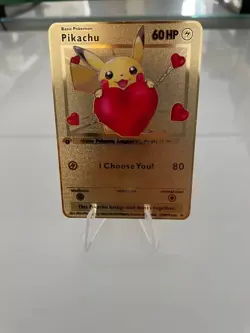 Pokemon I Choose You Love Heart Gold Metal Card Valentine Gift/Collectible - Image 3