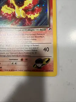 Pokemon TCG Rocket's Moltres Holo Card 12/132 Gym Heroes Series - Image 4