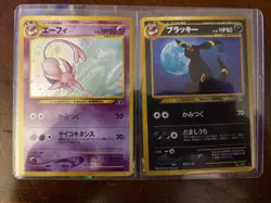 Pokemon TCG Umbreon Espeon Holo Rare Set No. 196 197 Neo Discovery Set Japanese - Image 1