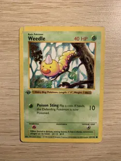 1999 Pokemon TCG Base Set Weedle Card #69/102 1st Edition Shadowless - Image 1