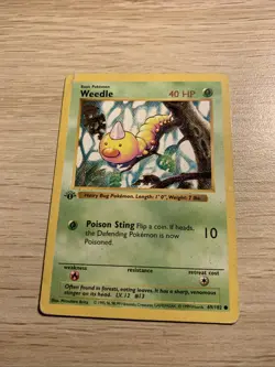 1999 Pokemon TCG Base Set Weedle Card #69/102 1st Edition Shadowless - Image 2