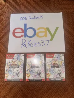 HEAVY Prismatic Evolutions Booster Bundle Lot of 3 Pokemon TCG Possible God Pack - Image 1