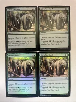 x4 Call of the Herd Foil MTG Dominaria Remastered M/NM, English Playset Cards - Image 1