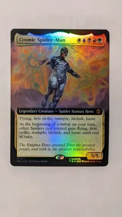 FOIL COSMIC SPIDER-MAN (EXTENDED ART) Marvel's Spider-man SPM Magic MTG CARD - Image 1