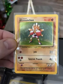 Pokemon TCG Hitmonchan Base Set Holo Unlimited Rare Card 7/102 - Image 1
