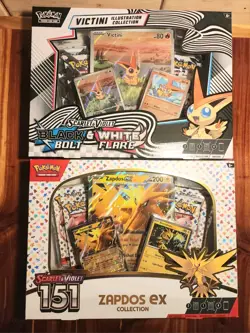 Pokemon TCG Sealed Lot - 151 Zapdos Collection & Victini Illustration Collection - Image 1
