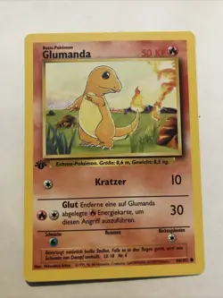 Pokemon TCG Charmander GLUMANDA Base Set 46/102 Regular 1st Edition GERMAN - Image 1