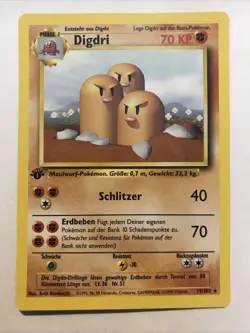 Pokemon TCG Dugtrio (Digdri) Base Set 19/102 Regular 1st Edition Rare GERMAN - Image 1