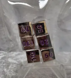 Pokemon TCG Metal Damage Counter Dice (6) - Chrome w/ Purple Numbers - NEW - Image 2