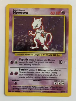 Mewtwo 10/102 - Base Set WOTC 1999 - Rare Holo - Pokemon Card - NM - 1¢ start! - Image 1