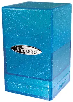 Ultra Pro Glitter Blue Satin Tower Deck Box Compartment Storage Case Cards Dice - Image 1
