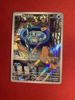 Pokemon TCG Stellar Crown Squirtle Holo Card 148/142 Illustration Rare - Image 1