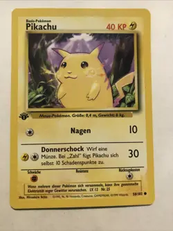 Pokemon Pikachu TCG Base Set 1st Edition Common Card 58/102 German - Image 1
