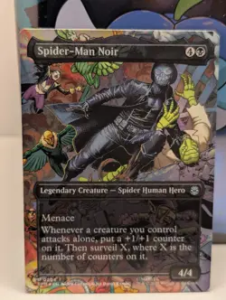 MTG Spider-Man Noir 204 FOIL Borderless Marvel Universe Spider-Man NM - Image 1