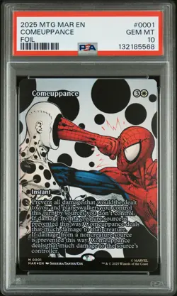 2025 MTG MARVEL'S SPIDER-MAN: SOURCE MATERIAL FOIL #0001 COMEUPPANCE PSA 10 - Image 1