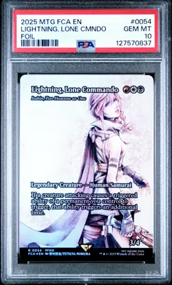 2025 MTG FINAL FANTASY: THROUGH THE AGES FOIL LIGHTNING, LONE COMMANDO PSA 10 - Image 1
