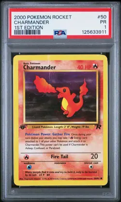 PSA 1 1ST EDITION 2000 Pokemon Team Rocket Charmander 50/82 Non Holo Rare WOTC - Image 1