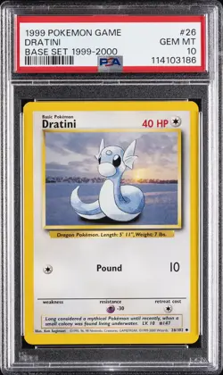 1999 POKEMON BASE SET 1999-2000 "4TH PRINT" #26 DRATINI PSA 10 - Image 1