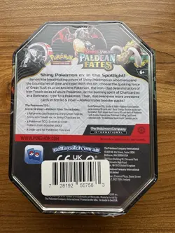 Pokemon TCG Scarlet & Violet Paldean Fates Tin with Shiny Great Tusk EX Sealed - Image 2