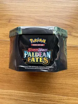 Pokemon TCG Scarlet & Violet Paldean Fates Tin with Shiny Great Tusk EX Sealed - Image 3