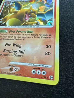 Pokemon TCG Charizard 1/99 Platinum Arceus Holo Rare Card NM nice holo bleed - Image 4