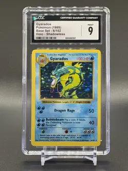 Pokemon 1999 TCG Gyarados Base Set Holo Shadowless Card #6/102 CGC 9 Mint - Image 1
