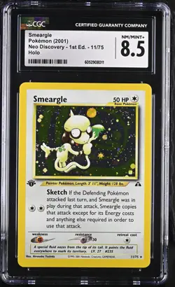 CGC 8.5 Smeargle Neo Discovery 1st Edition 11/75 Holo Pokemon Card - Image 1