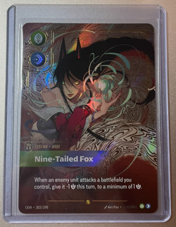 Riftbound Ahri Nine Tailed Fox Legend English card 303/298 Overnumbered Showcase - Image 1