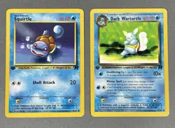 Squirtle & Dark Wartortle 1st Edition Pokemon Team Rocket Cards - NM/LP+ - Image 1