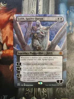 Lolth, Spider Queen regular (Borderless) with a foil emblem/treasure token - Image 2