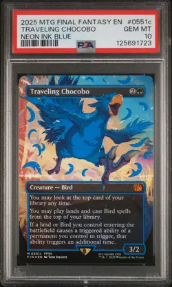 2025 MTG FINAL FANTASY COLORFUL CHOCOBOS-NEON INK BLUE TRAVELING CHOCOBO PSA 10 - Image 1