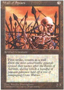 Moderate Play, English MTG Regular Wall of Spears Alternate Fourth Edition Magic - Image 1