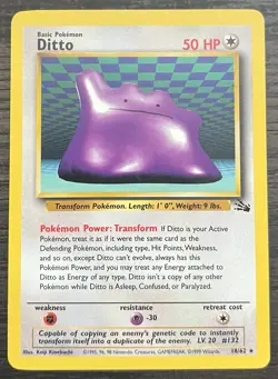Ditto 18/62 Pokemon TCG WOTC Base Set Fossil Non Holo LP - Image 1